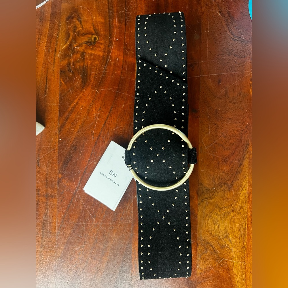 Something Navy studded belt *sold out* M/L with elastic band for stretch NWT